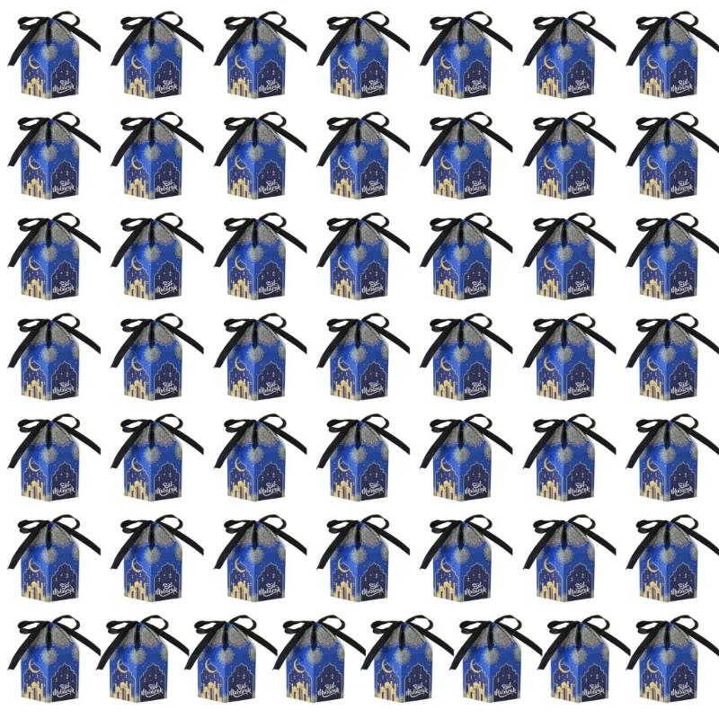 50Pieces Eid Mubaraks Candy Boxes Ramadans Cupcake Paper Muslims Goody Gift Decorations Muslims Eid Party Supplies