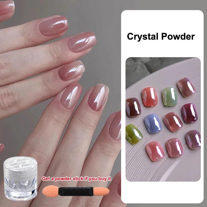 Silver-White Mirror Aurora Nail Powder - Hailey s Signature Moonlight Crystal Style