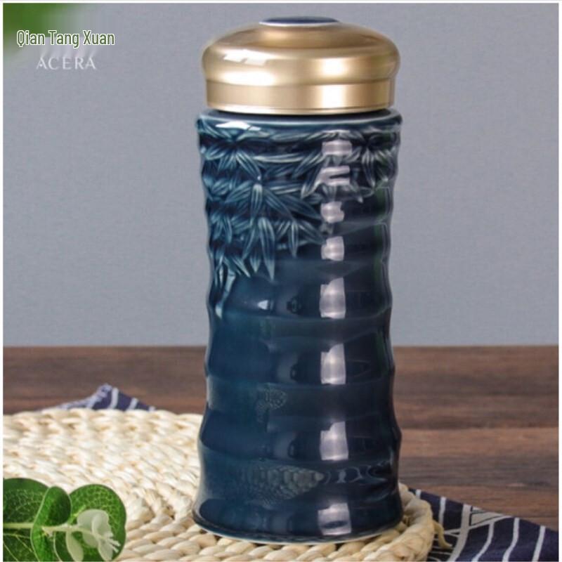 Qian Tang Xuan Bamboo Style Portable Double-Layer Cup 350ML