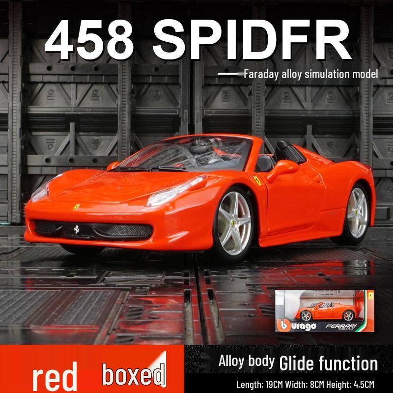 

Ббураго 1:18 Ferrari 458 Spider Кабриолет Спорткар Сплав Модель Украшение красный