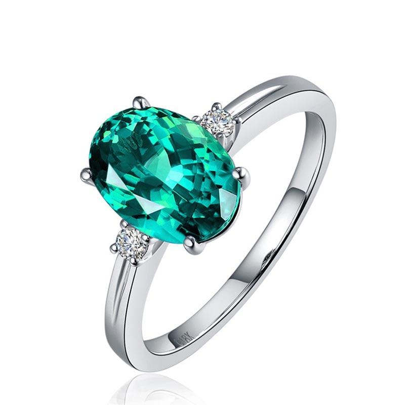 BELLA BOX Ovaler blauer Saphir-Stein für Damen, Verlobungsring, Silber, Damen-Party-Edelstein-Schmuck