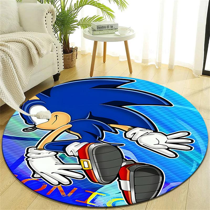 1pc Sonic4 Design Printed Area Round Carpet for Bedroom Living Room Home Decor Rugs Mat Non Slip Mat Rug for Bedside