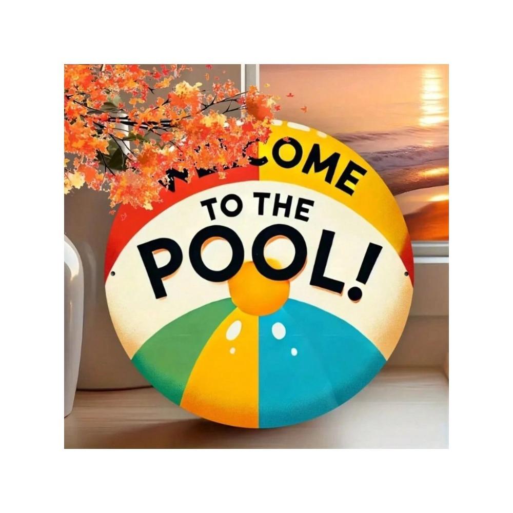 Vintage Metal Pool Sign Wall Art Garden Decor