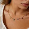Colorful Summer Dream, Colored Zircon Necklace, Girl Stainless Steel O-Shaped Necklace Does Not Fade