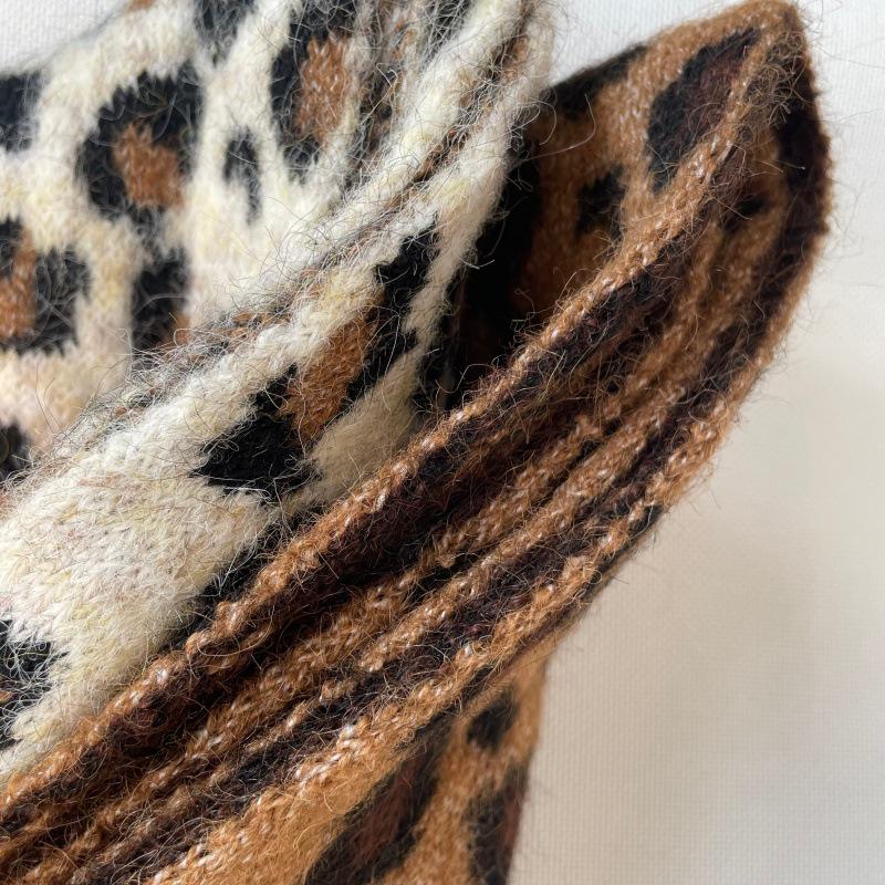 Koreanischer Süßer Leopardendruck Plüschschal für Kinder - Warmer Herbst/Winter Nackenschutz