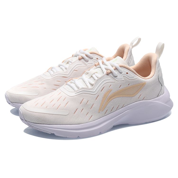 Li-Ning Non-Slip Shock Absorbing Low-Top Running Shoes Women Sneakers White Orange ARHR140-3