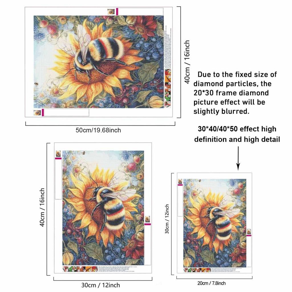 Kit de Peinture Diamant DIY Tournesol Abeille avec Diamants en Résine Brillants pour Adultes, Loisir Créatif Relaxant, Décor Mural et Idée Cadeau Fait Main Ensemble Décor