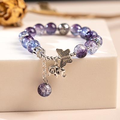 Eisriss Gradient Perlenarmband für Damen Vintage Handgefertigt Schmetterling Elefant Armband Valentinstags Schmuck Geschenke