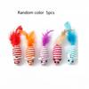 Colorful Striped Rope Mouse Cat Toys With Feather Tails (5-Pack)