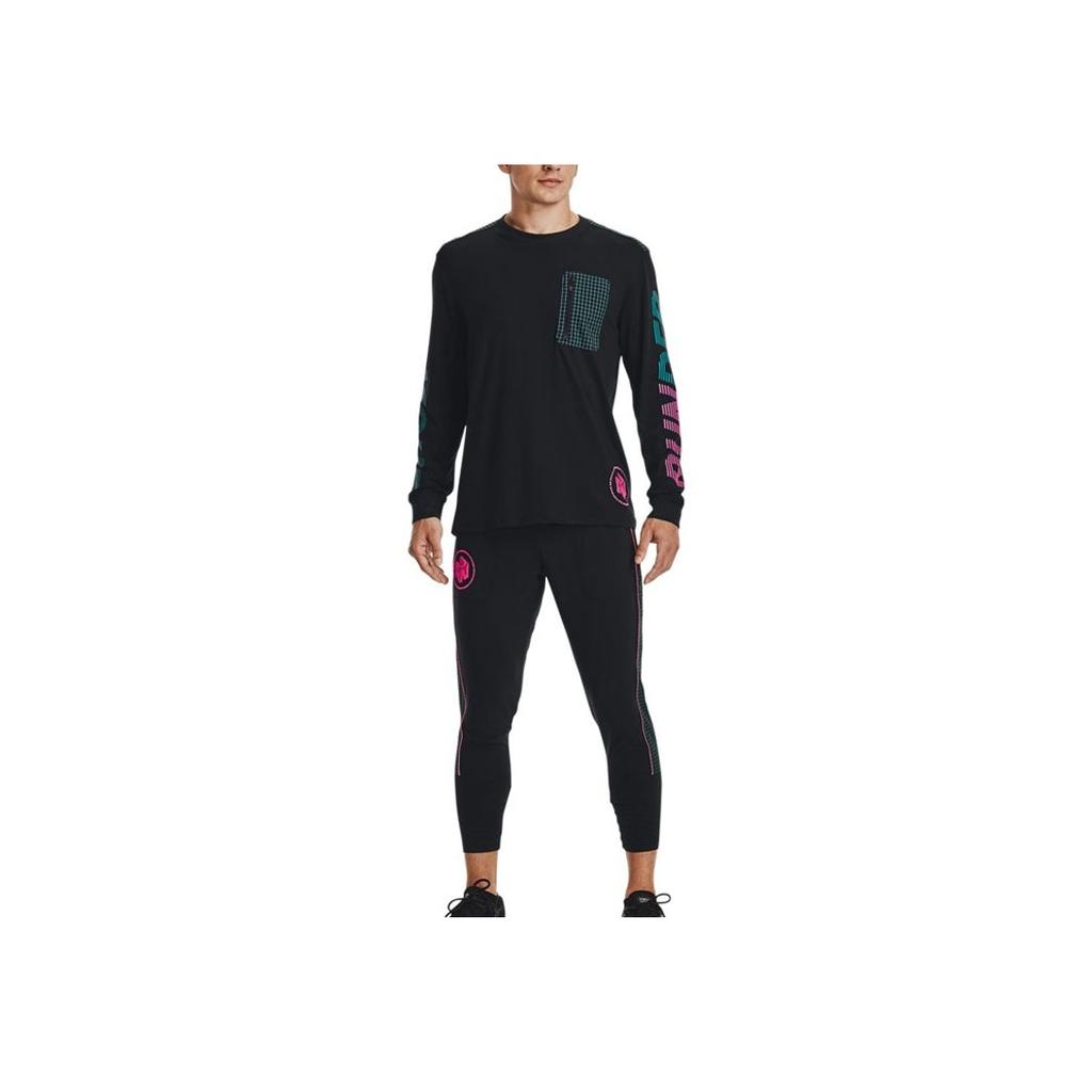 Under Armour Retro Sports Solid Color Logo Print Sweatpants Men Bottoms Black 1371037-001