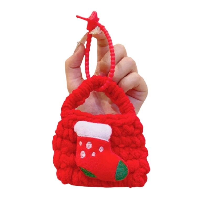 Christmas Plush Keychain Wallet Space Knit Earphone Bag Pendant Practical Holiday Accessory