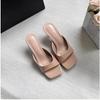Street Style Summer High Heel Women Slippers Ladies Outdoor Square Toe Dress Stripper Slides Sandalias