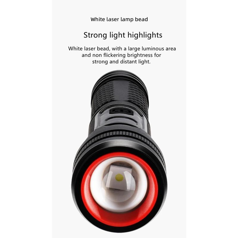 High Power Spotlight Long Range LED Flashlight Built-in 18650 Battery Aluminum Alloy With Tail Magnet For Cycling Camping