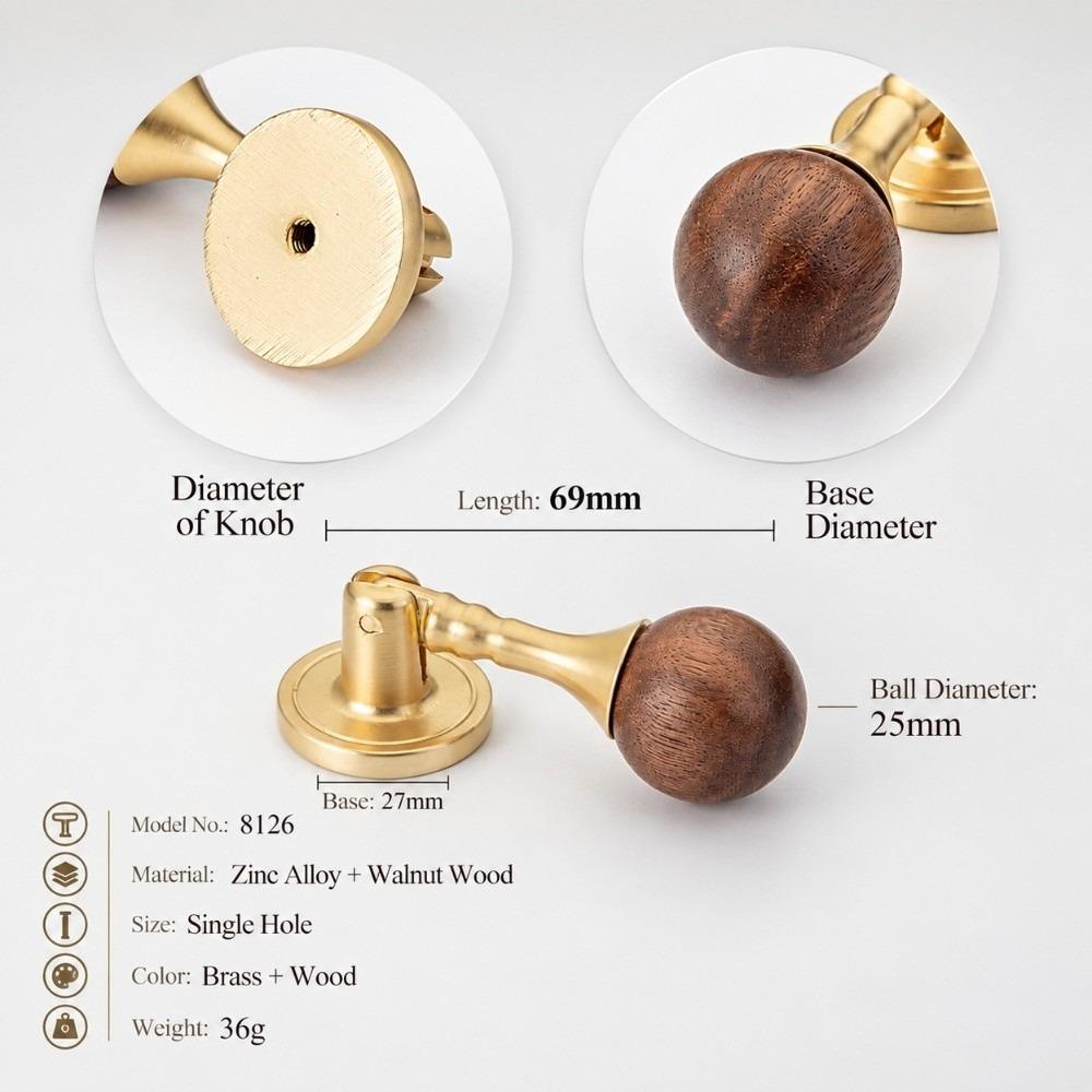 Luxury Walnut Cabinet Pull Handle Marble Solid Wood Drawer Knob Sturdy Smooth Wardrobe Door Handle Furniture Hardware