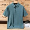 Men's Casual Polo Collar Knitwear: Spring/Summer Solid Color Short Sleeve Pullover