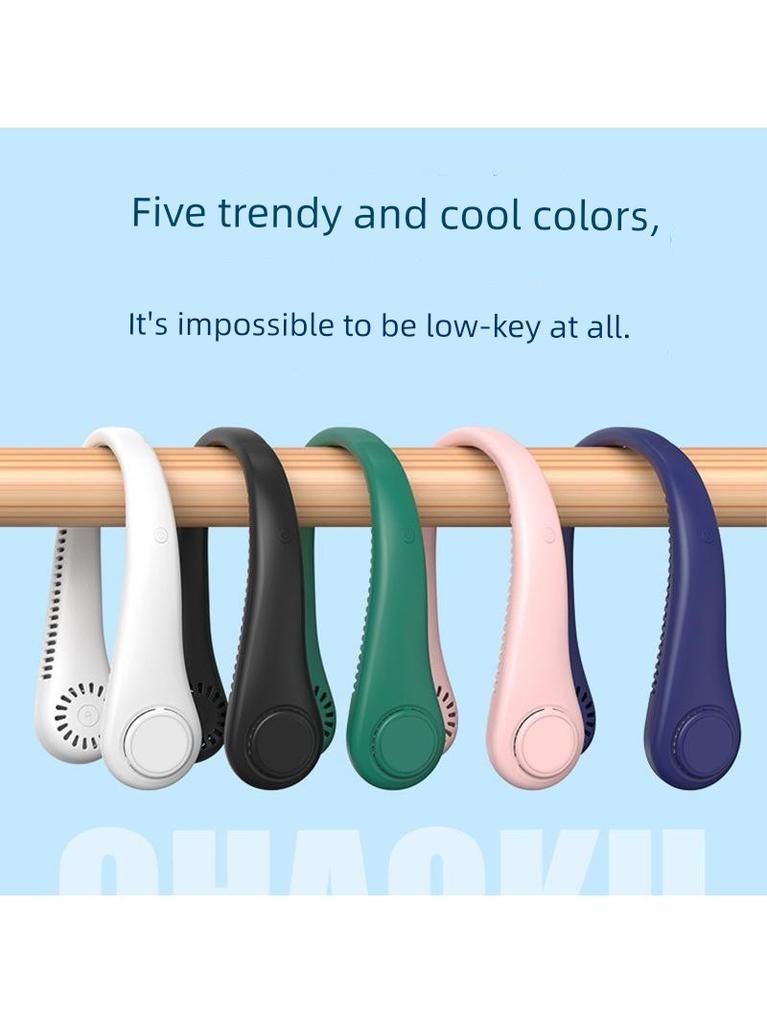 Neck-Hanging Fan USB Portable Bladeless Mini Wearable Fan for Lazy People, Rechargeable, Silent, Cooling Air Conditioner for Outdoor Use