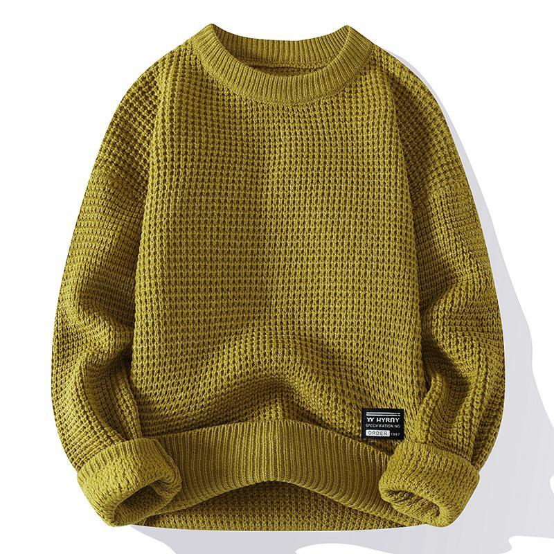

2025 Vintage Style Chunky Knit Men s Round Neck Sweater for Autumn/Winter 2XL жовтий