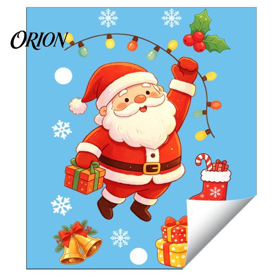 Removable Window Clings for Winter Santa Claus Christmas Static Clings, Glass Stickers with Snowflake Bear Waterproof PVC Doors Bell Patterns,