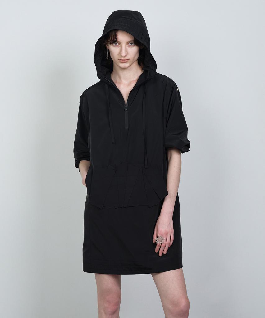 Nash Folded Pocket Hoodie Dress Black