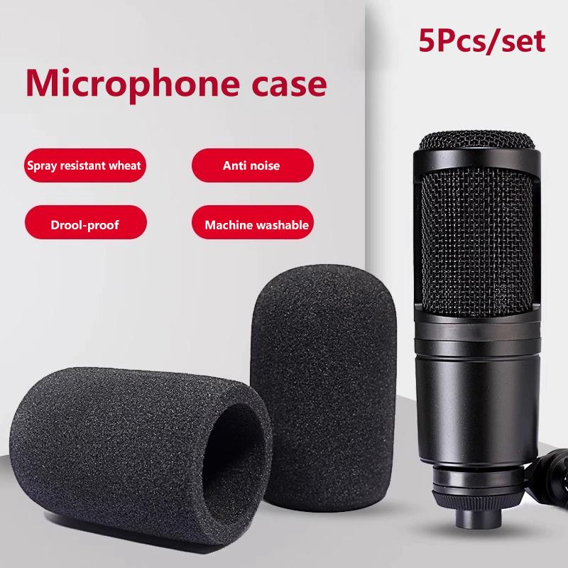 5Pcs Windscreen Microphone Sponge Windproof Mic Cover Foam Filter For Audio At2020 Atr2500 At2035 Recorder Windshield Pops
