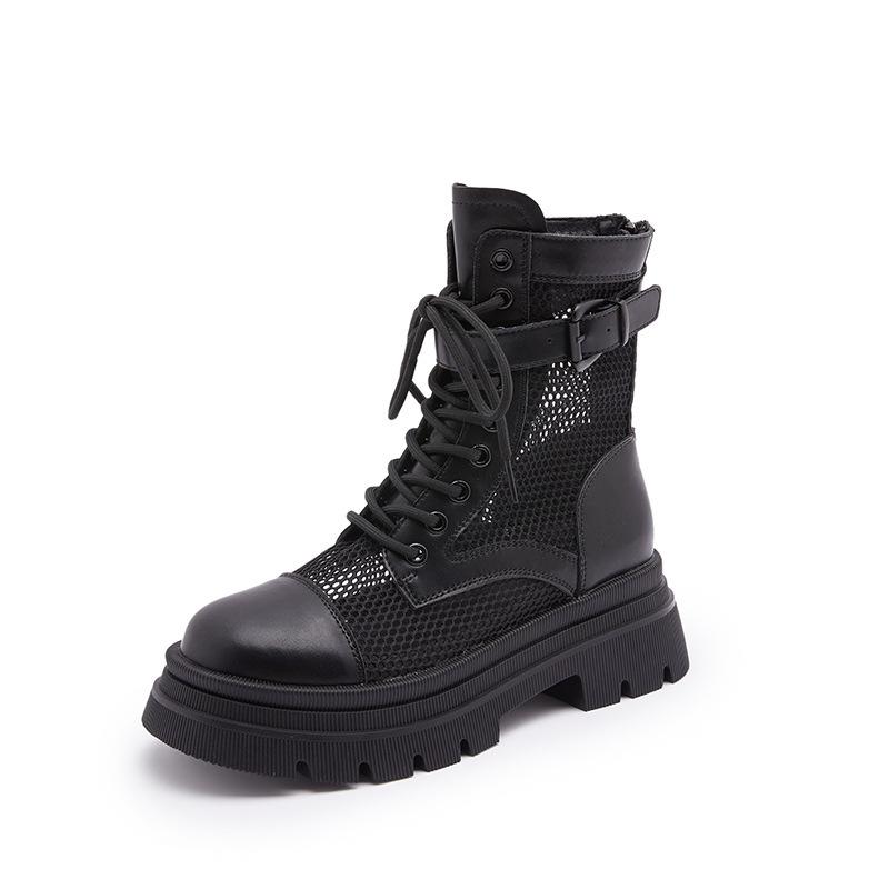 Leather mesh inner height increase Martin women's summer new platform short outdoor versatile women's shoes