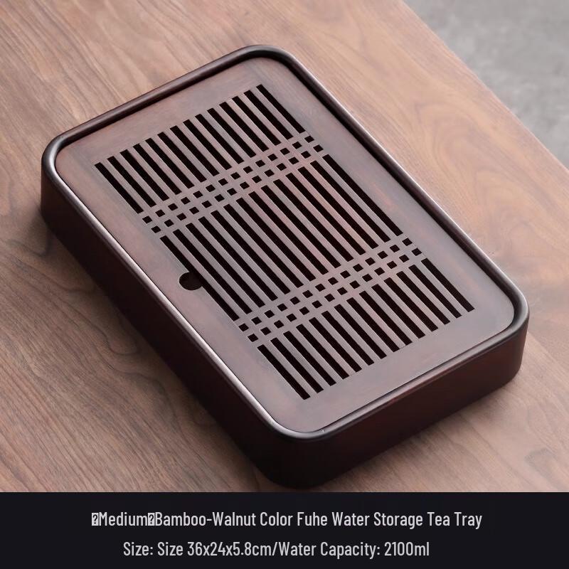 Bamboo Tea Tray with Drainage & Water Storage
