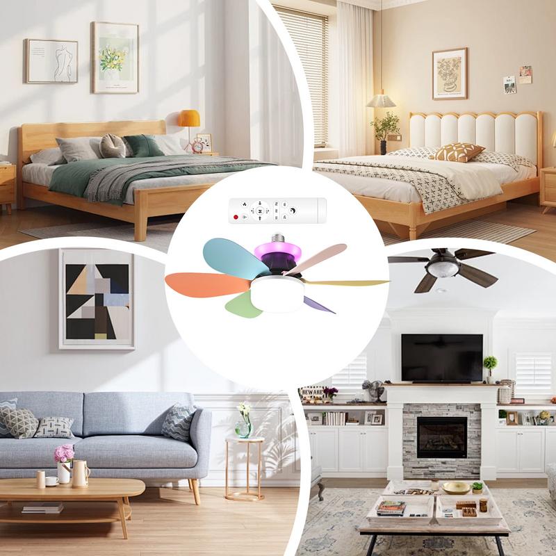 1 Set 40W Fan Light Snaps-on Detachable Fan Blade Design Household Silent RGB Dimming Fan Light For Bathroom Bedroom Kitchen