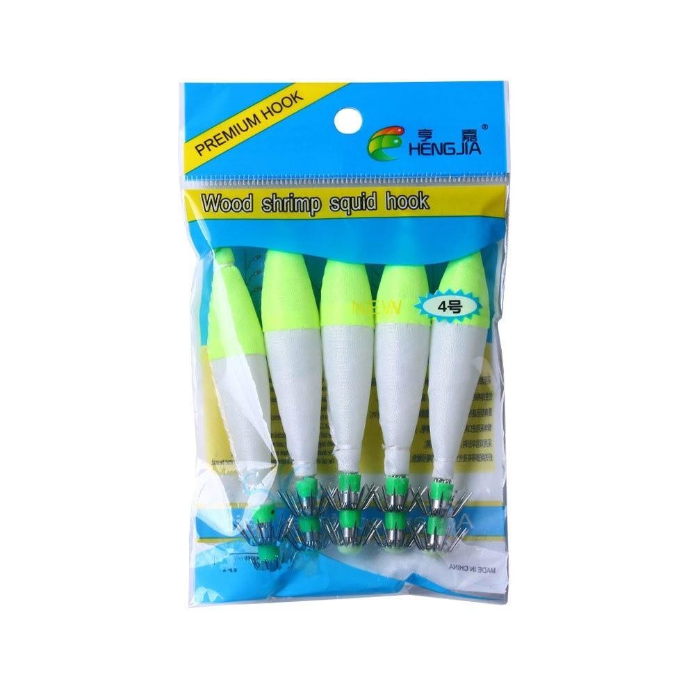 6.3g Wood Shrimp Lure Bright Color Cuttlefish Bait Shrimp Squid Hook Saltwater Fishing Tackle