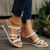 Plaid Thick-soled Slope Heel Cool Slippers Women's Summer New Light Outer Wear Beach Sandals