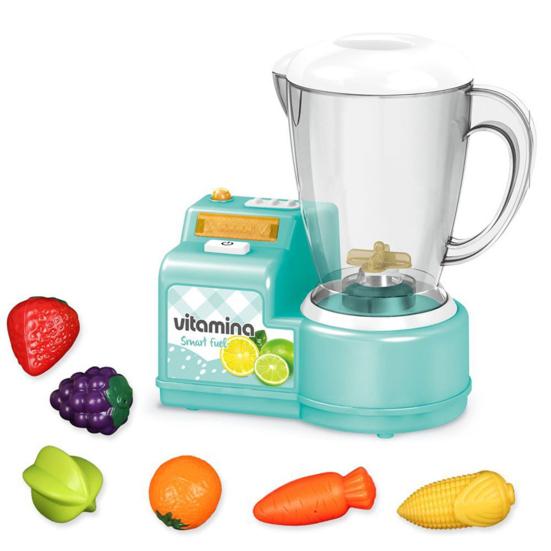 

1 Set Dollhouse Juice Blender Light And Music Safe Electric Entertainment Juice Blender Toy with Six Vegetable Fruit Models Kids Toy синий