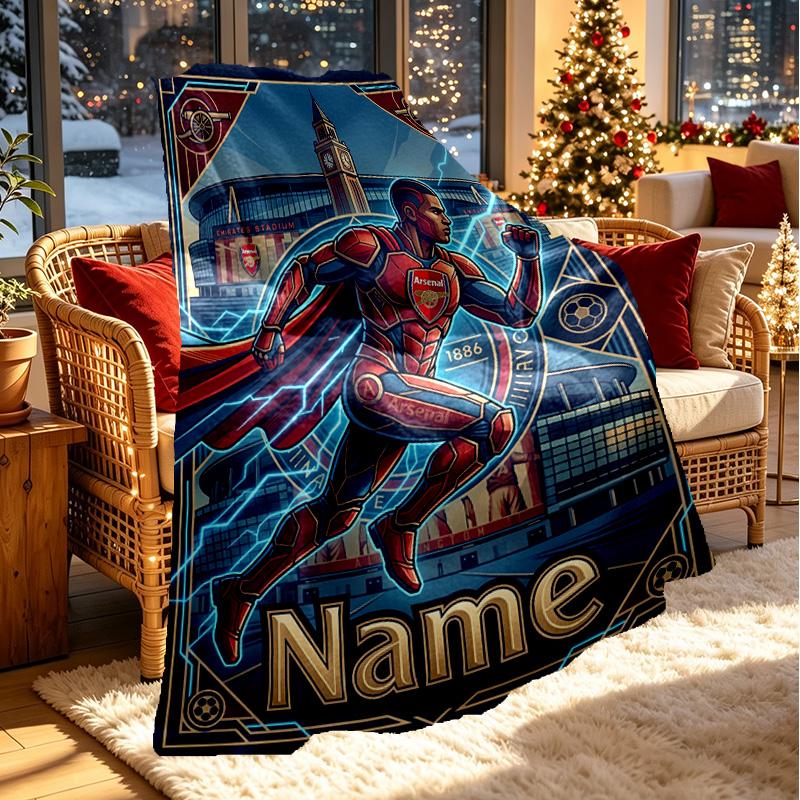 Custom Name Personalized Arsenal F.C Print Blanket, Home Decor, Bedroom, Sofa, Camping, Couch, Gifts for Birthday Christmas