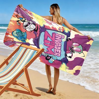 Invader Zim 2D Flat Print Beach Towel, Large Soft Quick Dry Towel for Beach Camping SwimmingXSTJ0915472