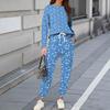 Sets For Women 2 Piece Round Neck Long Sleeve Shirts Printed Sweatpants Pocket Sets