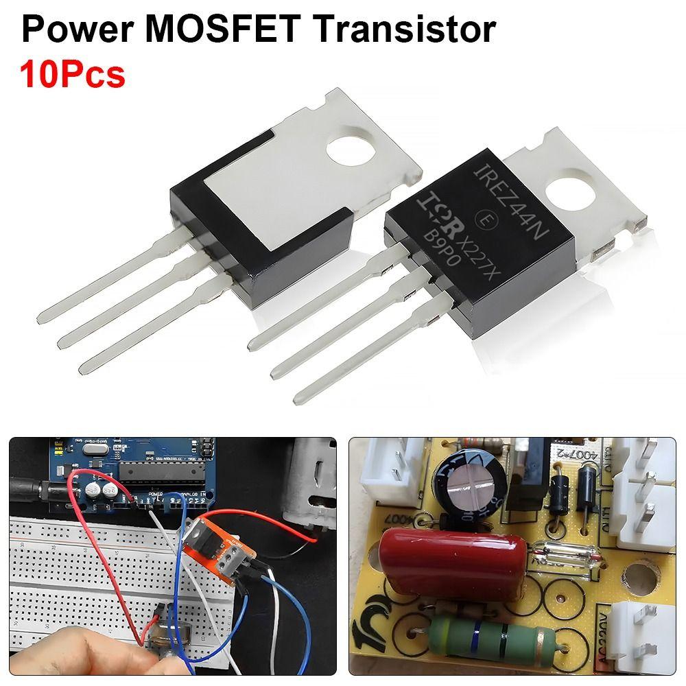 10Pcs TO-220 IRFZ44N MOSFET Transistor 49A 3-Pin N-Channel Power MOSFET 55V Rectifier Power Transistor