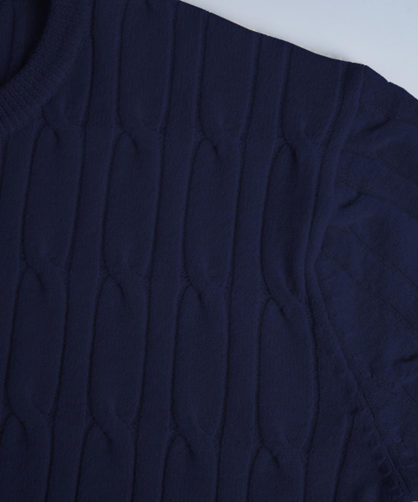BIRBANTE Soft Washable Cable Round Knit - Dark Navy