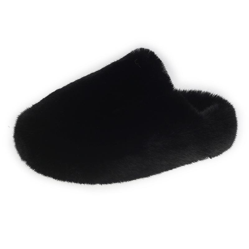 

Европейские и американские тапочки большого размера, однотонные, на осень и зиму 2024 года, новые, с круглой головкой, модные, повседневные, верхняя одежда, женские тапочки с толстой подошвой 35 чёрный