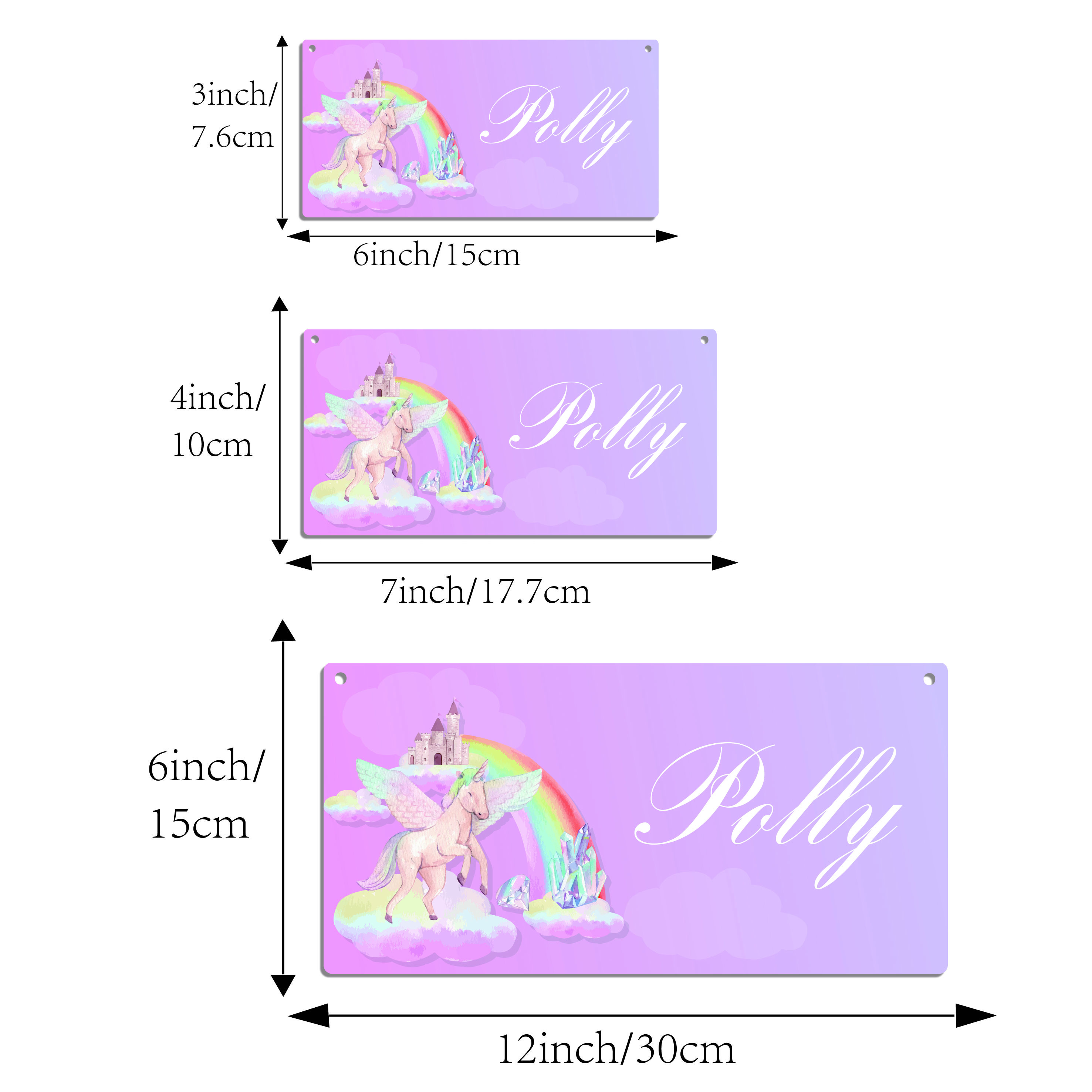 

1PC Lovely Rainbow Unicorn Personalized Name Plate Signs, For Bedroom Decor for Door Decor for Room Decor S