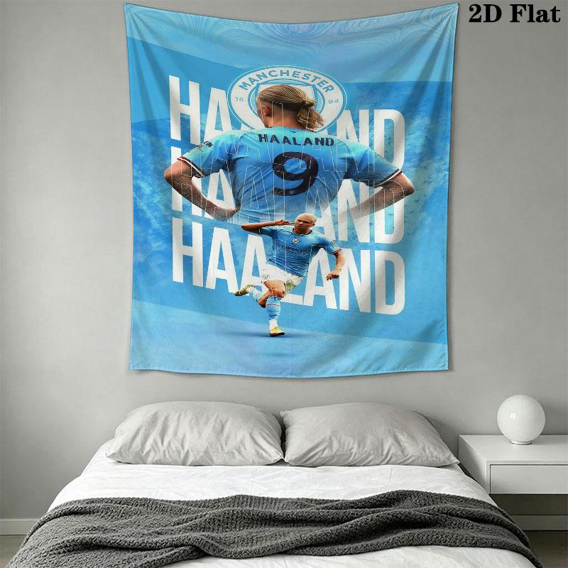 Erling Haaland Re Appeso a Parete Coperta in Tessuto Stampato Arazzi Decorativi per Camera da Letto Soggiorno Arredamento per la Casa