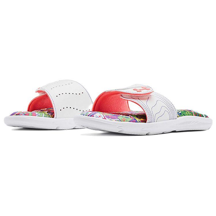 Under Armour Ignite 6 Graphic Footbed Slide White Blitz Red Women Sneakers 3023767-108