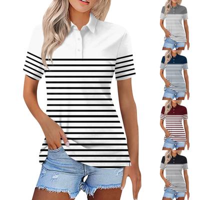 Women's Fashion Casual Lapel Short Sleeve Printed Shirt Women's Button Up Tops