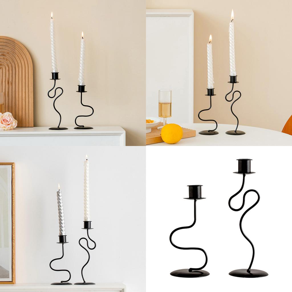 Artistic Twisted Designs Candle Stand Detachable Iron Candle Holder Taper Candlestick for Living Room or Dining Table