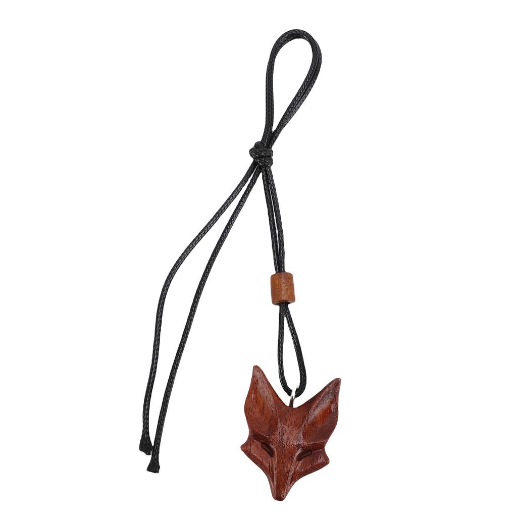 Fox Wooden Pendant Necklace Innovative Adjustable Keychain Bag Pendant Accessory for Men and Women