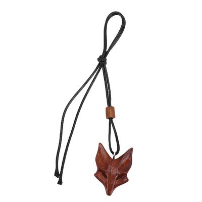 Fuchs Holzanhänger Halskette Innovativer Verstellbarer Schlüsselanhänger Taschenanhänger Accessoire für Männer und Frauen