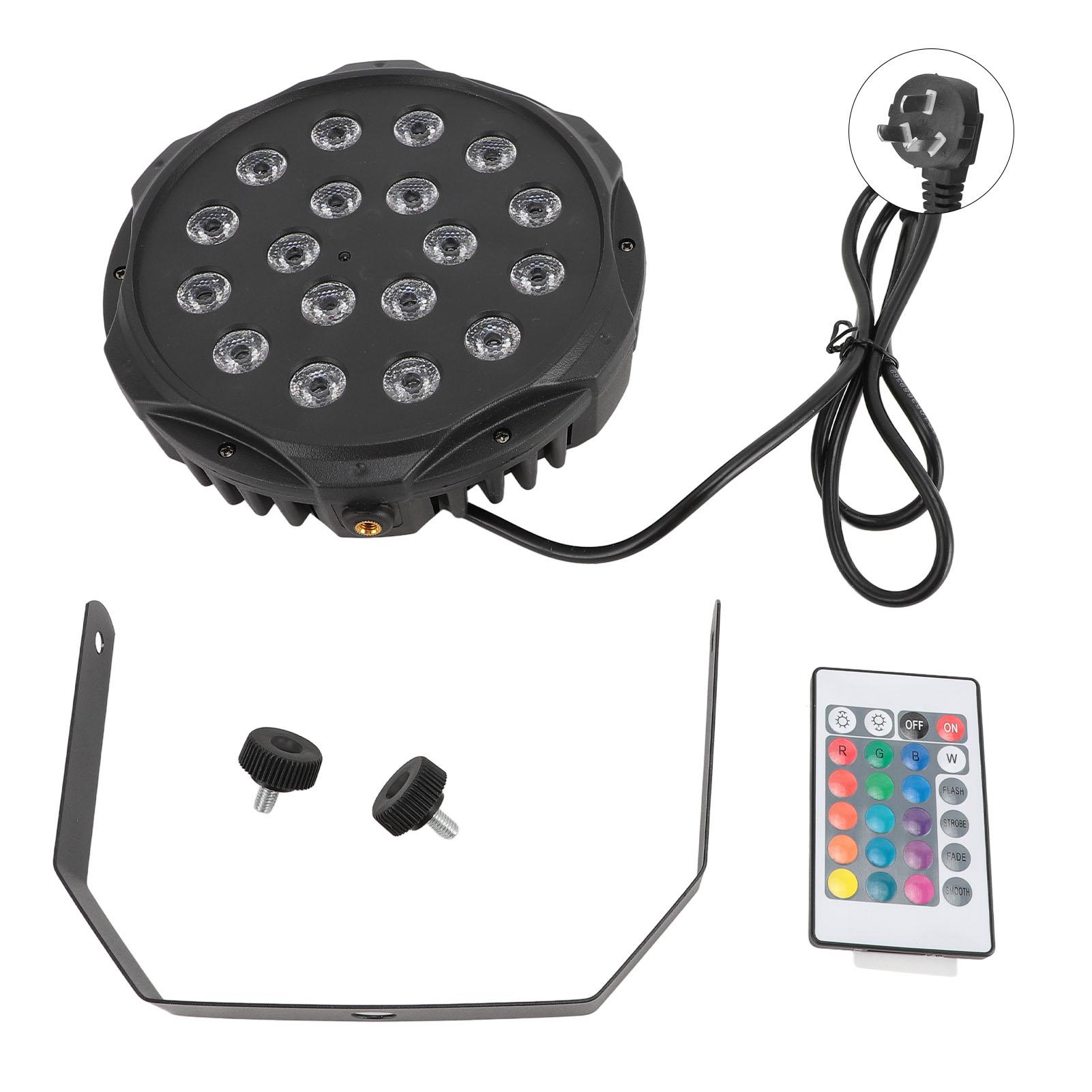 

Светодиодный сценический свет 18 X 3 Вт, звуковая активация, 2 рабочих режима, RGB, Par, может использоваться для выступлений, вечеринок, свадеб AU Plug 100 to 240V