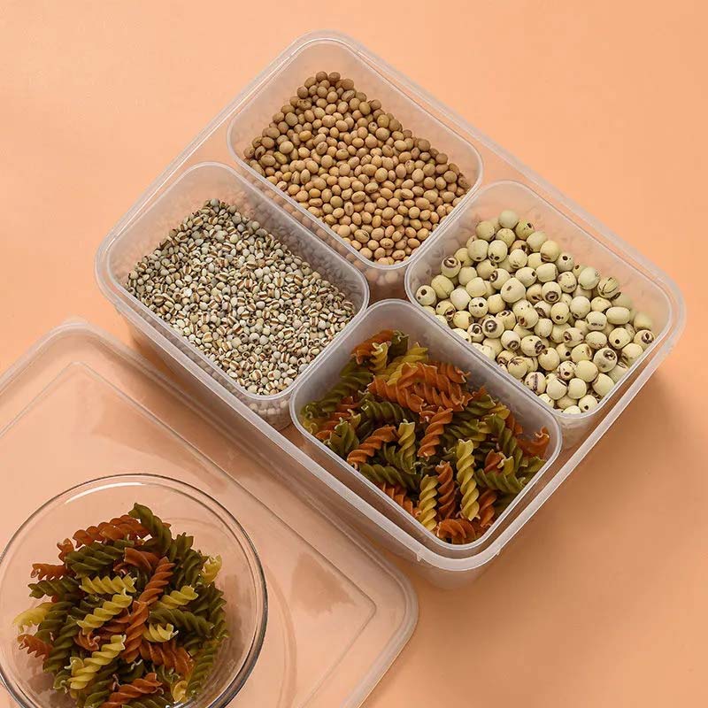 4 Compartments Fresh-keeping Box Storage Refrigerator Freezer Container Microwave Heating Plastic Box Food Grade PP Vegetable Fruit Sealed Box