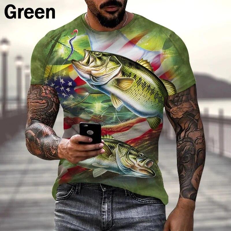 Hobby Carp Fishing 3D Print T Shirt Moda Masculina Personalidade Gola Redonda Manga CurtaTops