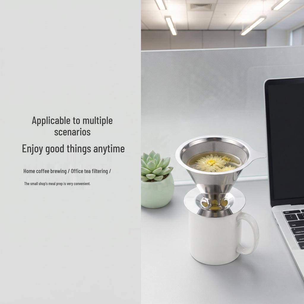 304 Edelstahl Kaffee- und Teefilter mit Basis - Multifunktionaler Netztrichter
