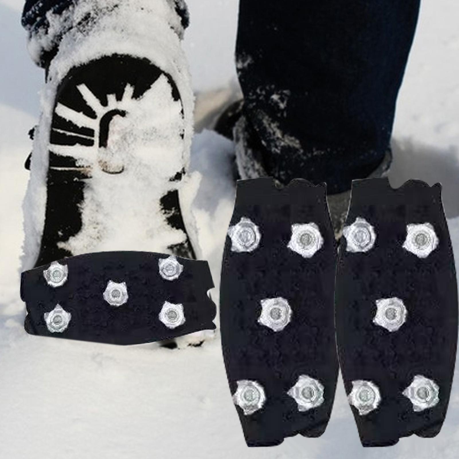 

Взуття Льодоступи З 5 Сталевими Шипами ПЕТ Гума Крижані Снігові Шипи Антиковзкі Для Зовнішнього Альпінізму Бутси Крижані Снігові Захвати Кішки Захват White