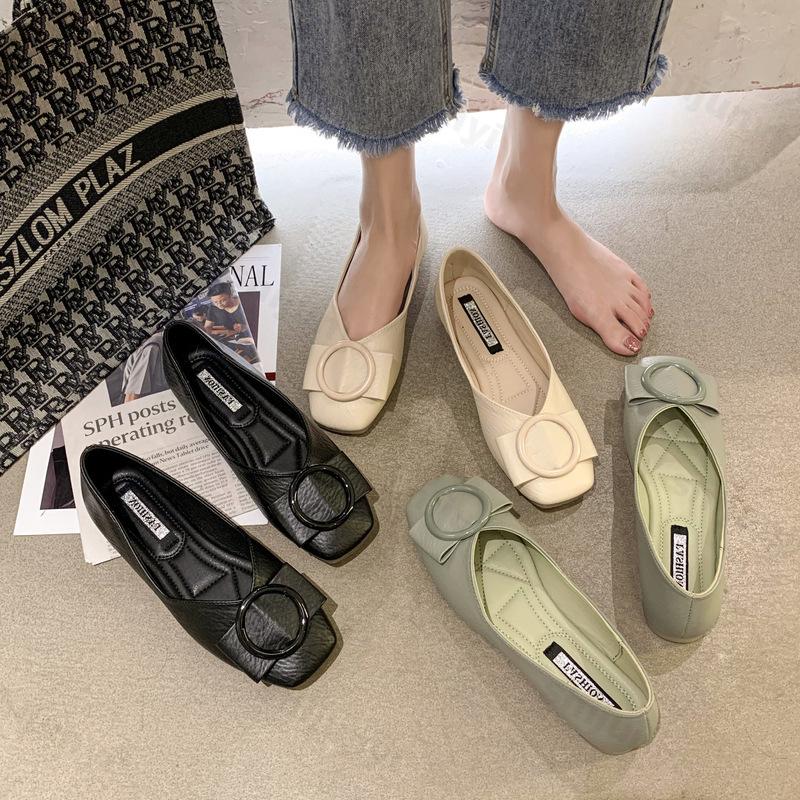 Fashion Women's Flat Shoes 2025 Summer Autumn Fashion Square Toe Comfortable Anti Slip Women's Shoes Outdoor Casual Shoes Zapatos Mujer