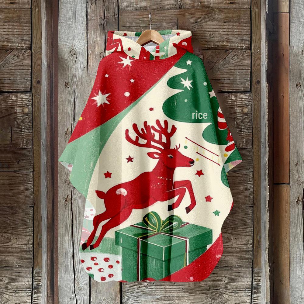 Digital Print Women's Hooded Cloak for Halloween and Christmas
